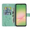 Hülle für Samsung Galaxy A56 5G - BOOLING - Kratzfestes PU-Leder Muster Blume Schmetterling Grün - 2 Panzergläser