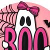 Wooden Pendant Sign Wooden Pink Ghost BOO Door Decor Fall