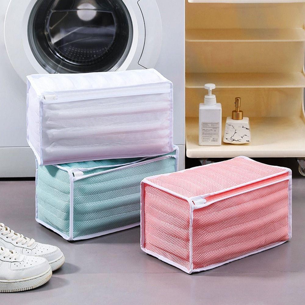 

Rectangle Polyester Washing Net Protective Sneakers Laundry Basket Shoes Washing Bag for Household белый