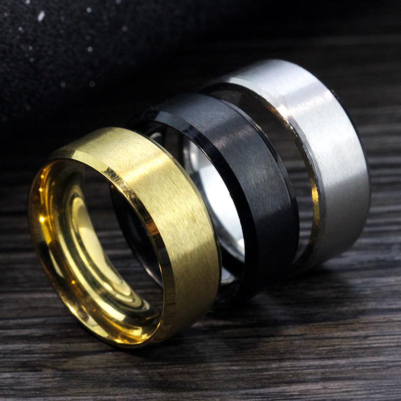 Trendy 8mm Wide Stainless Steel Personality Rings for Women & Couples