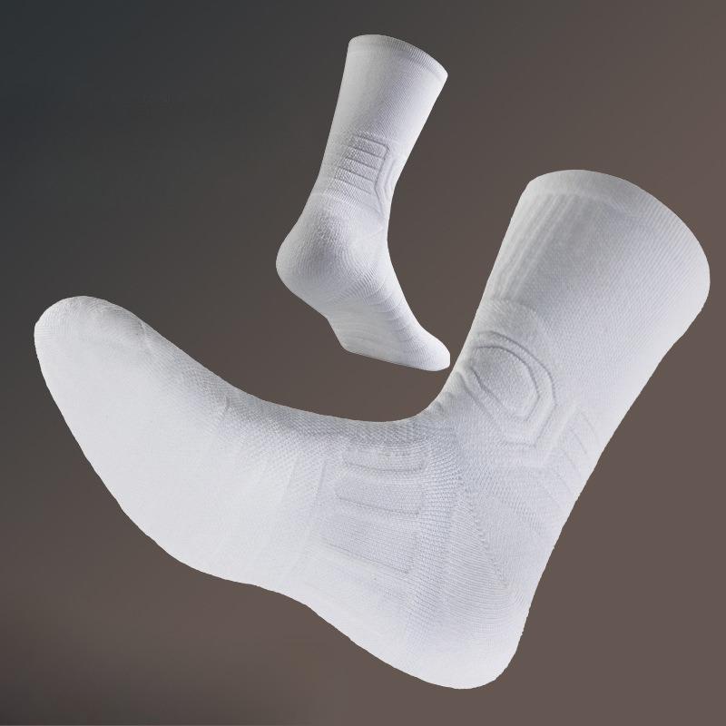 

Взрослые спортивные баскетбольные носки, мужские нескользящие и влагопоглощающие баскетбольные носки с толстой подошвой, элитные носки хай-топ с махровой подошвой 1 pair белый