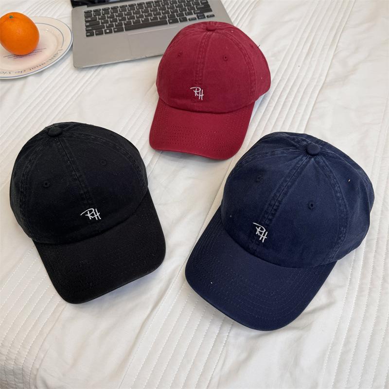 Hat Men's and Women's Street Tide Brand Letter Embroidery Baseball Cap Summer Couple Simple and Versatile Cap Showing Small Face