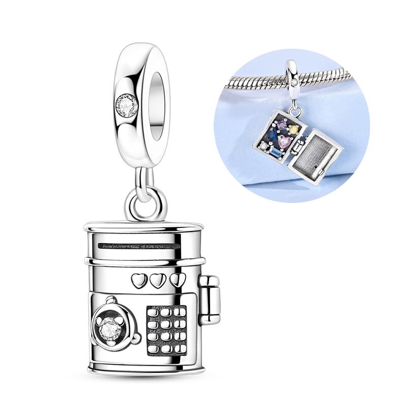 Original 925 Silver Charms Openable Matryoshka Dolls Suitcase Fit Bracelet Diy Fine Jewelry