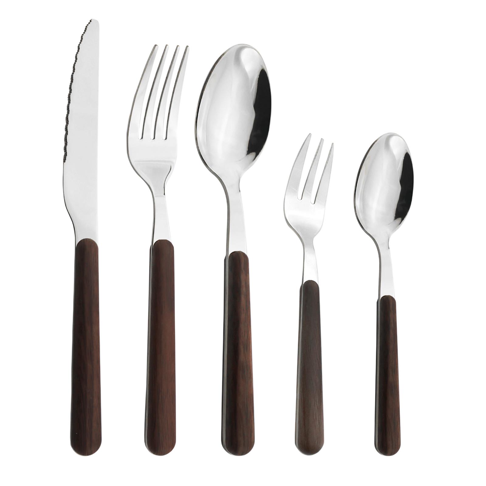 

Деревянная ручка с нержавеющей сталью столовый набор серебряные золотые столовые приборы столовая чайная ложка вилка для торта толстая ручка для ежедневного использования 1 Set