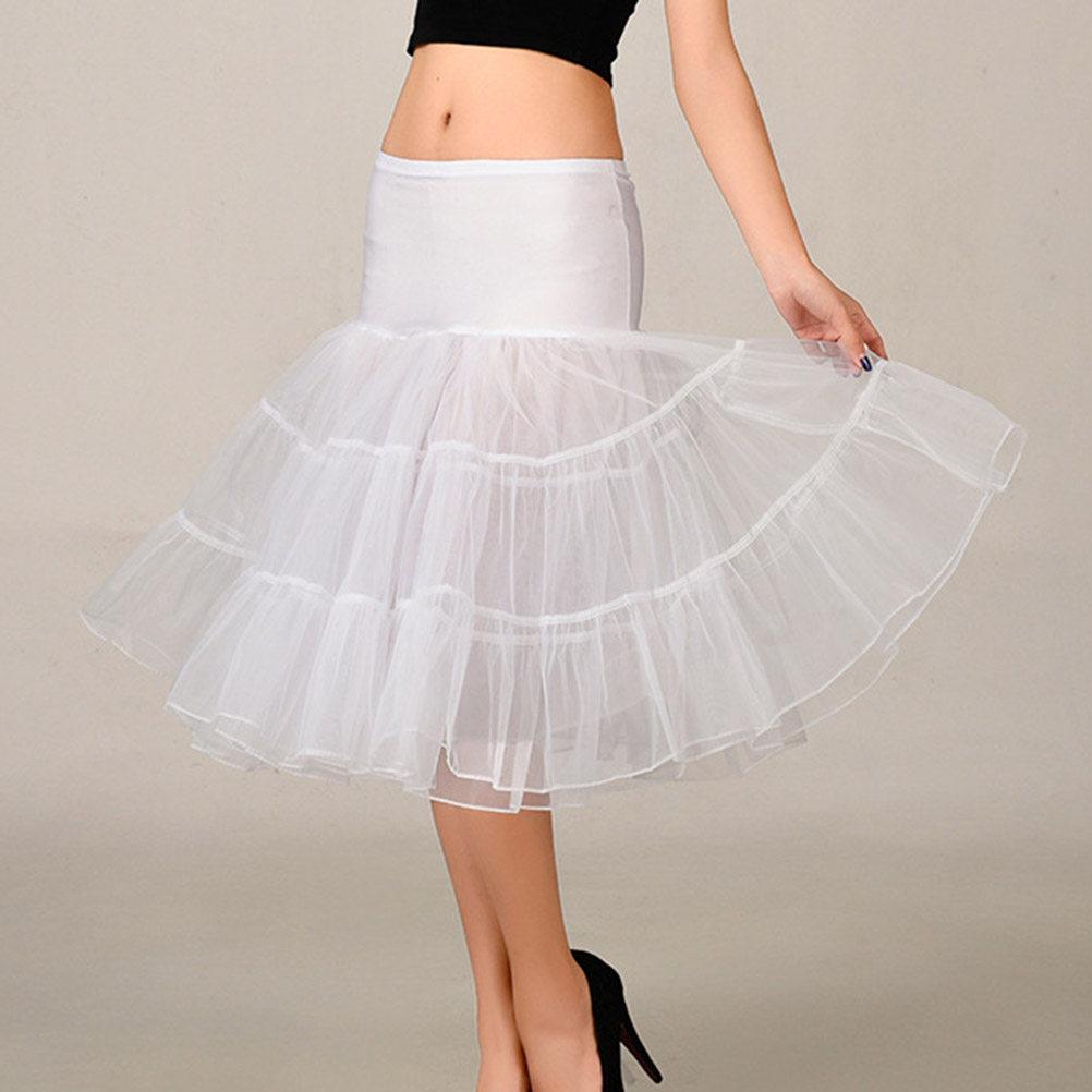 Black Hoopless Petticoat for Women Elastic Waist Underskirt Tutu Skirt Dress for Cosplay Dance Ballet Party Spring