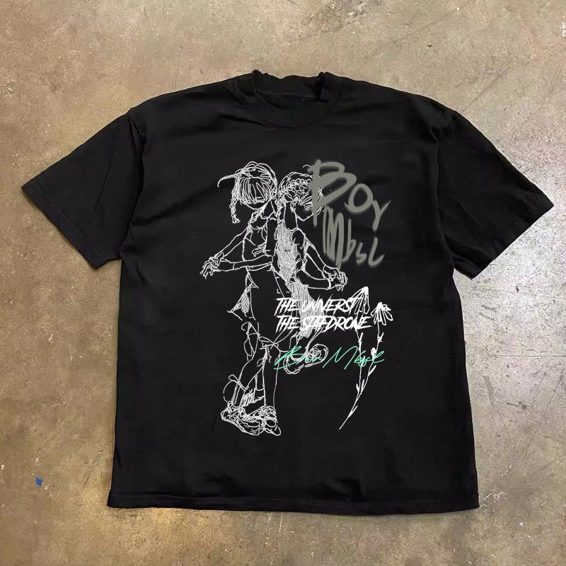 Dark Anime Girls Graphic T Shirt Summer Unisex Unisex Unisex Jirai Kei Style Streetwear Matching Couple Tee Tops