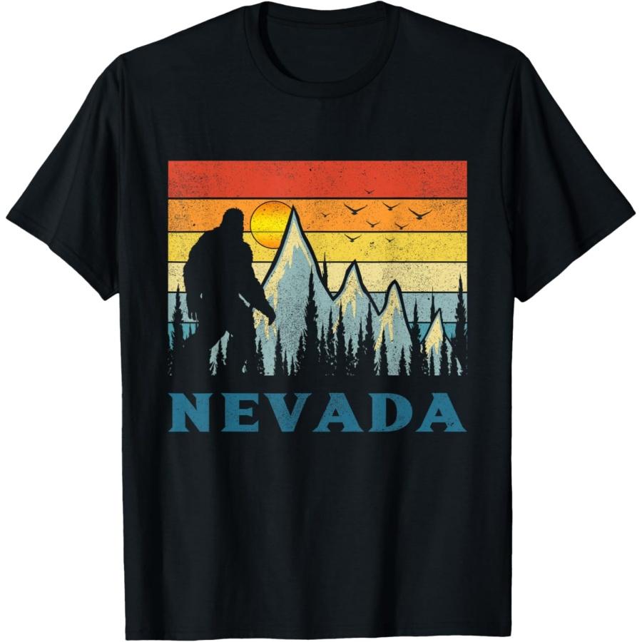 

Retro Bigfoot Sun & Mountains State Of Nevada Graphic T-Shirt XXXXXL чорний