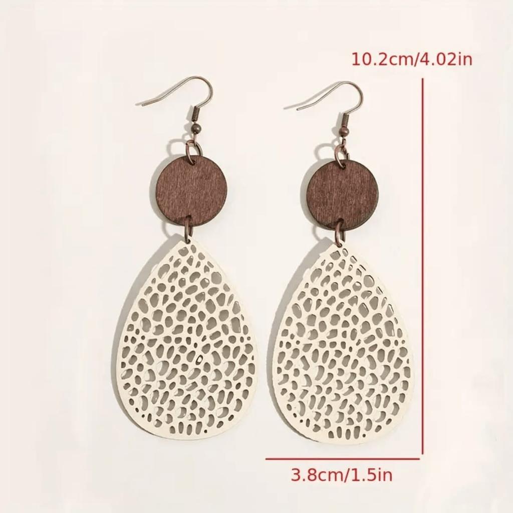 1 Pair Of Hollow Mesh Water Droplet Earrings, Retro Hook Earrings, Suitable For Daily Wear