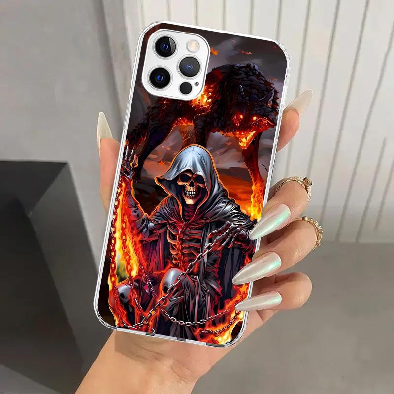 Death Grim Reaper Skull Scythe Phone Case for Iphone 17 Air 16 15 Plus 14 13 Mini 12 11 Pro Max 16E 7 8 SE 2020 Soft Funda Print