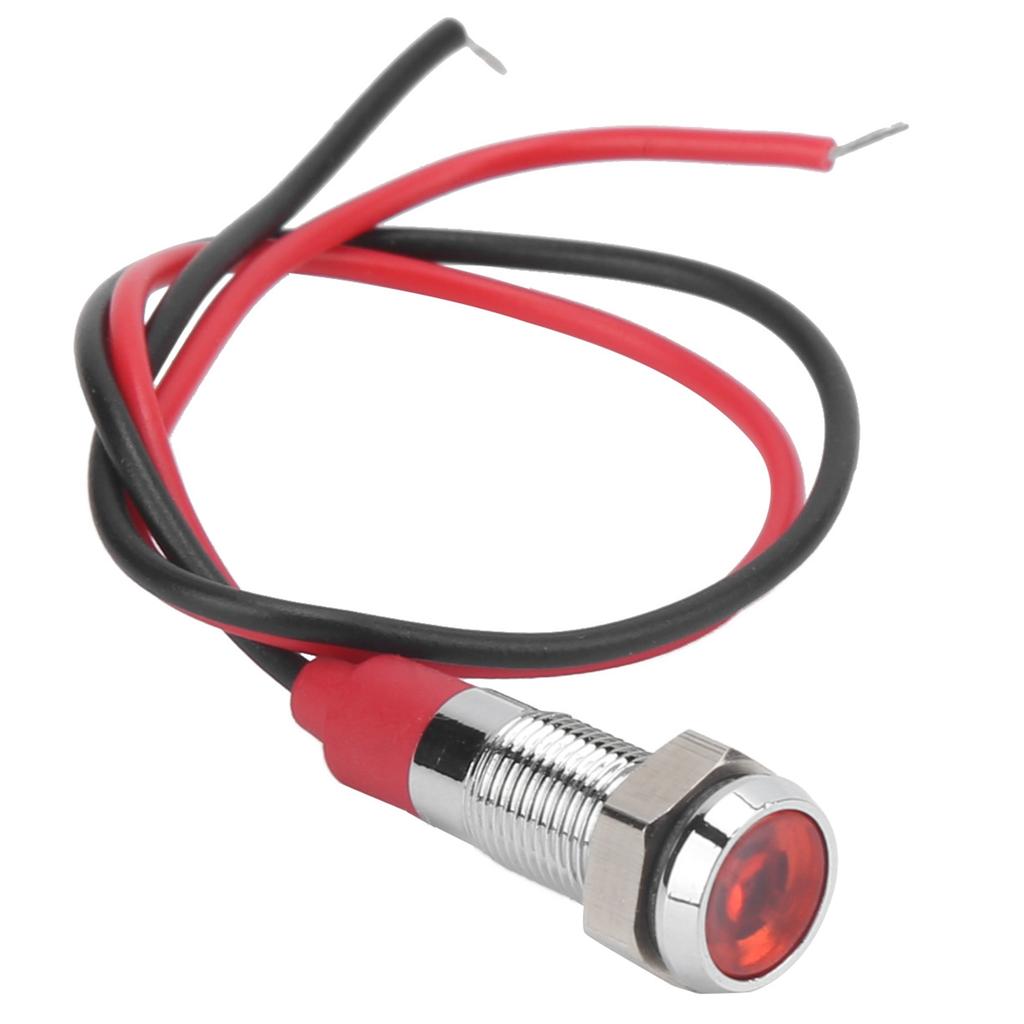 LED Metal Indicator 6mm Waterproof Signal Lamp for Pilot Car Truck Boat with Wire 6VRed