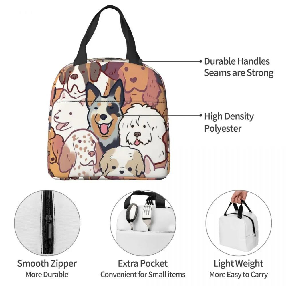 Cute Various Small Dog Animals Insulated Lunch Bag for Kids School Cooler Thermal Food Box Tote Portable Lunch Boxes Container