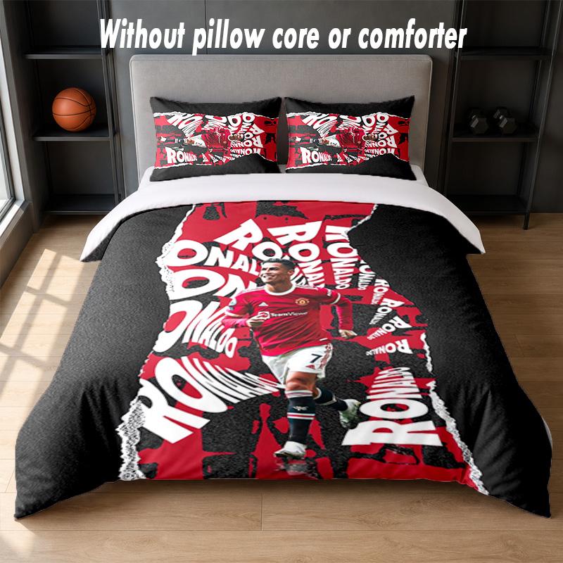 Cristiano Ronaldo Design Bed Bedding Set 1 Duvet Cover + 2 Pillowcases Soft Breathable Household Bed Linens
