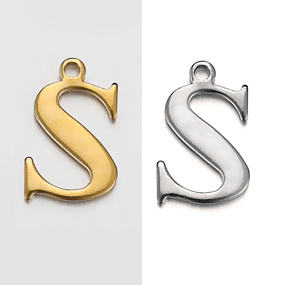 20pcs Stainless Steel Gold Letter Charm Initial Charms Alphabet Beads Pendants Assorted for Bracelet Necklace Jewelry Making DIY