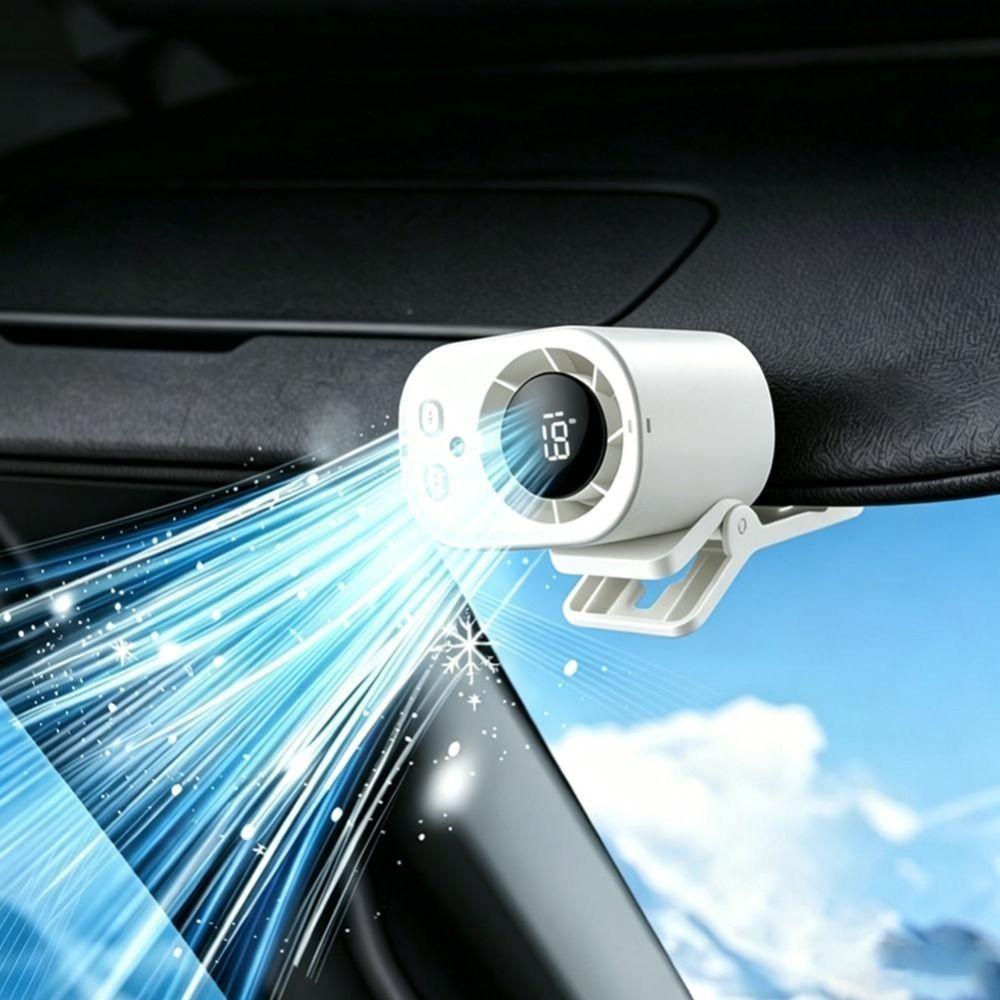 LED Display Mini Silent Fan High-Speed Waist Clip Fan Neck-mounted Handheld Mini Fan Car Use