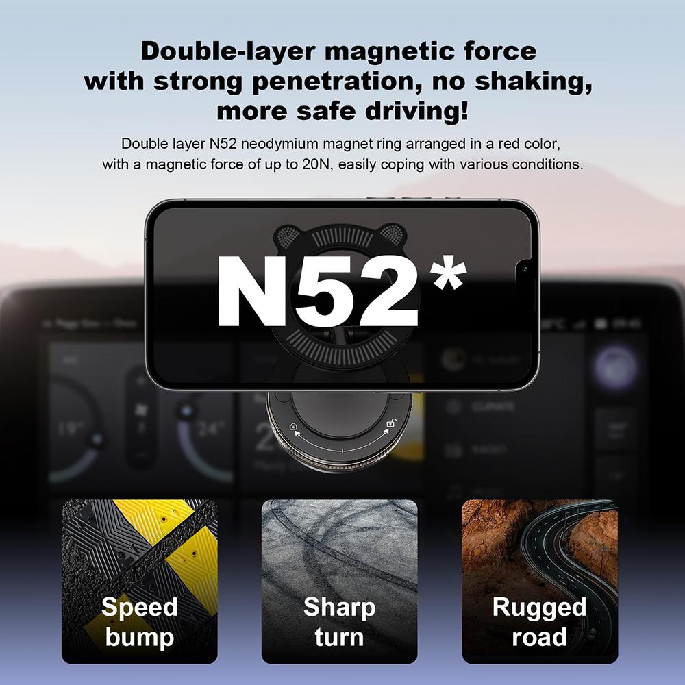 YZ Magnetic Car Mount Mobile Phone Holder Vacuum Adsorption 360° Rotation Super Strong Suction Bracket For iPhone 16-12 Samsung