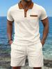 Men's Summer 2026 Lapel Waffle Knit Quick-Dry Short Sleeve Shorts Set
