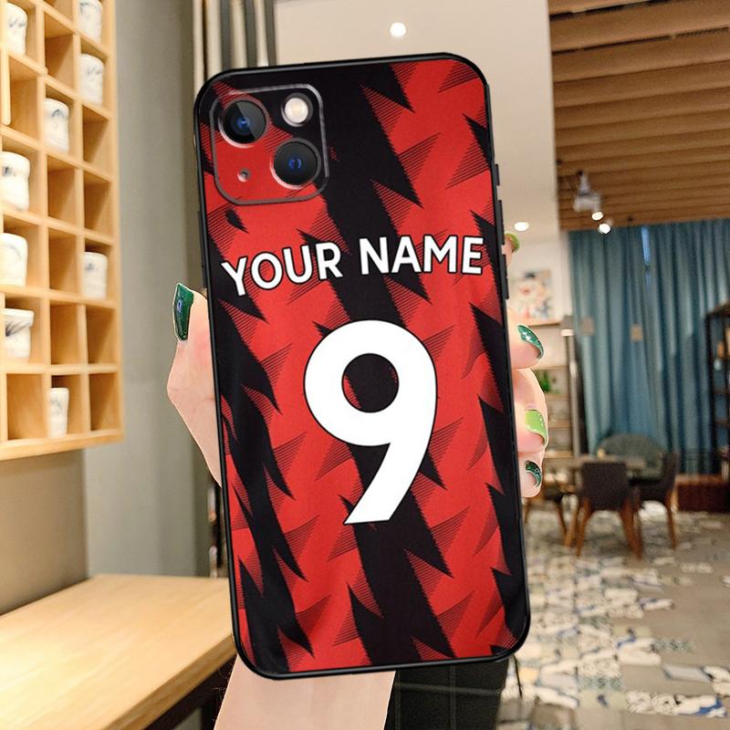 Personalised Football Name Number Phone Case For iPhone 13 12 11 14 15 16 Pro Max XS X XR Plus 12 13 Mini Back Cover
