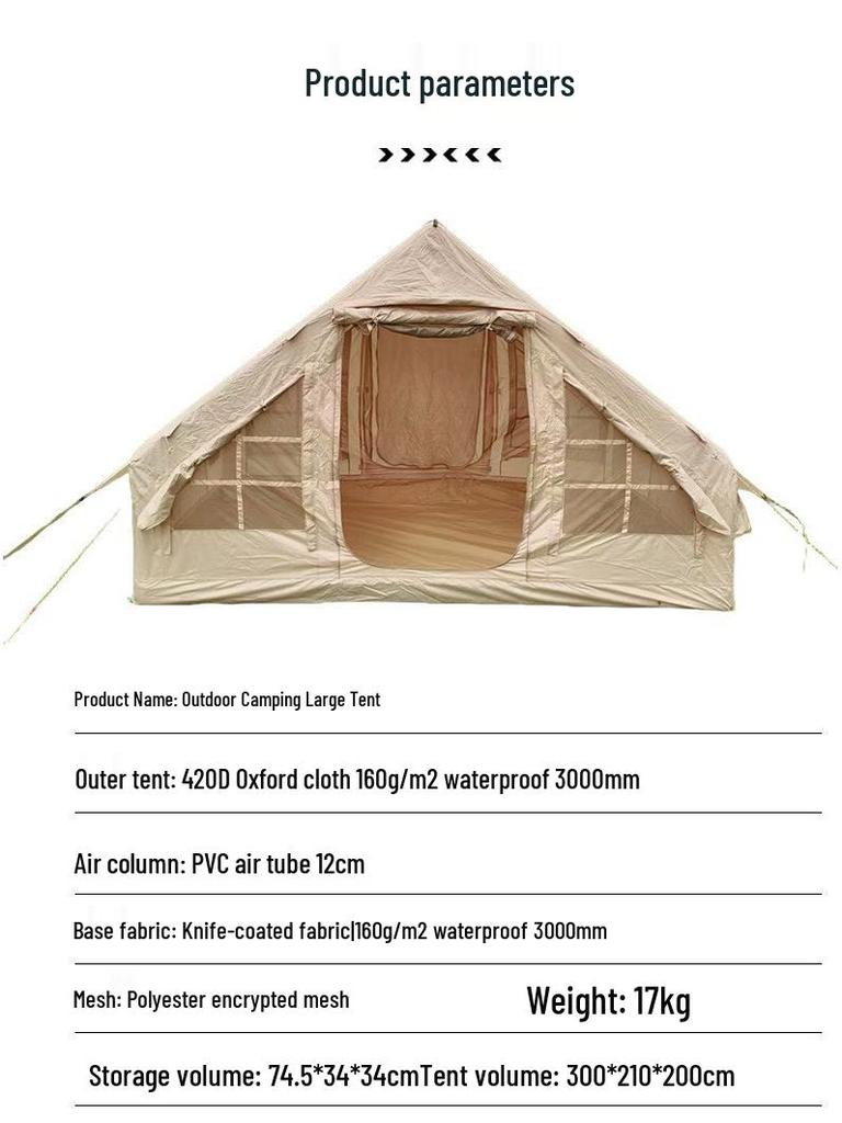 Portable Thickened Oxford Cloth Inflatable Tent for Outdoor Camping and Mountain Adventures