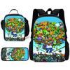 Child Hot Game For P-Plantss Vs Z-Zombiess School Backpack with Lunch Bags ,Pencil Bags ,School Bags for Boys Girls Best Gift