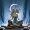 Accenti Minimalisti per Interni Statua in Resina Dea della Luna Meditazione, Statuetta Yoga Zen, Elegante Ornamento Unico in Argilla per Scrivania per la Casa