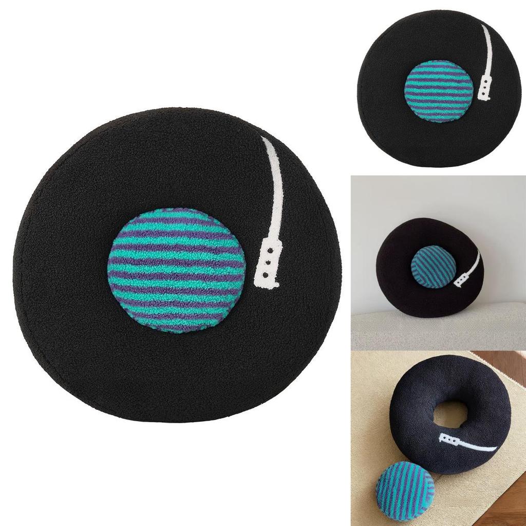 Cute Plush Record Pillow For Sofa And Car Interior Decor With Embroidered Design