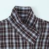 1116 Printemps et Automne Chemise à Carreaux Plaquette Oblique Irrégulière Haut Rétro à Col Haut Design de Mode Chemise de Niche Vente en Gros