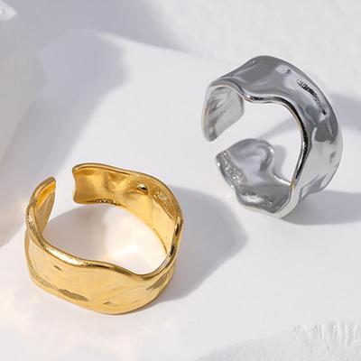 European-American Stainless Steel Open Ring - Irregular Design, Women's Style, Fade-Resistant Titanium Steel, Simple Ins Style.
