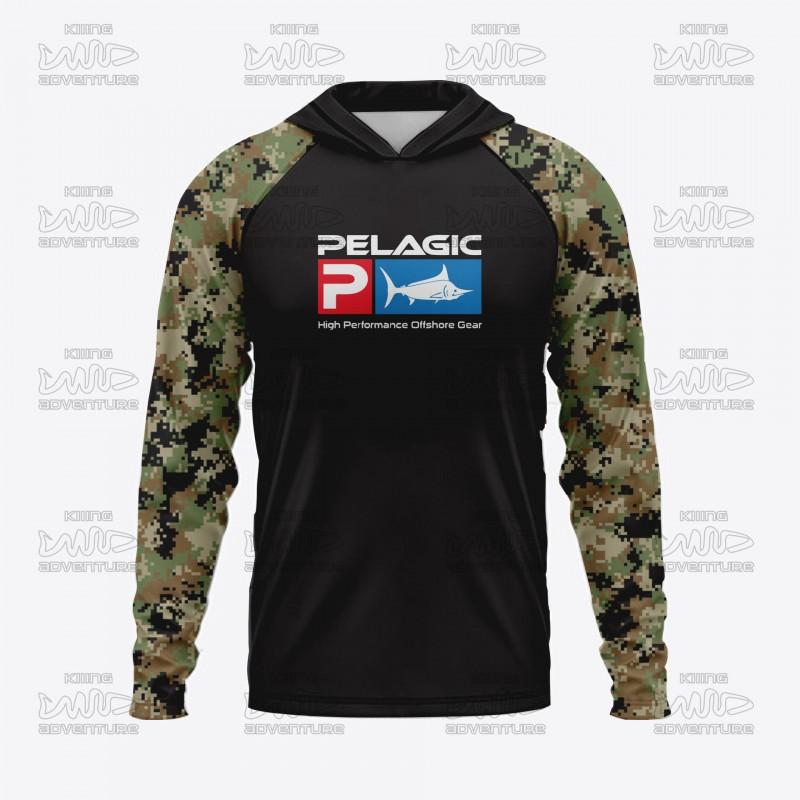 Mens Quick-Dry UV Protection Hooded Fishing Jersey Outdoor Sea Running Hiking Summer Sportswear