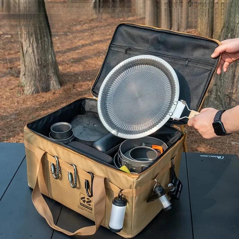 30L Tactical Camping Storage Bag Waterproof Insulated Foldable Organizer for Picnic Tableware and Field Gear
