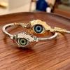 Exaggerated Aesthetic Devil'S Eye Metal Texture Bracelet For Women Cuff Bangles Jewelry Vintage Simple Eye Open Bracelets