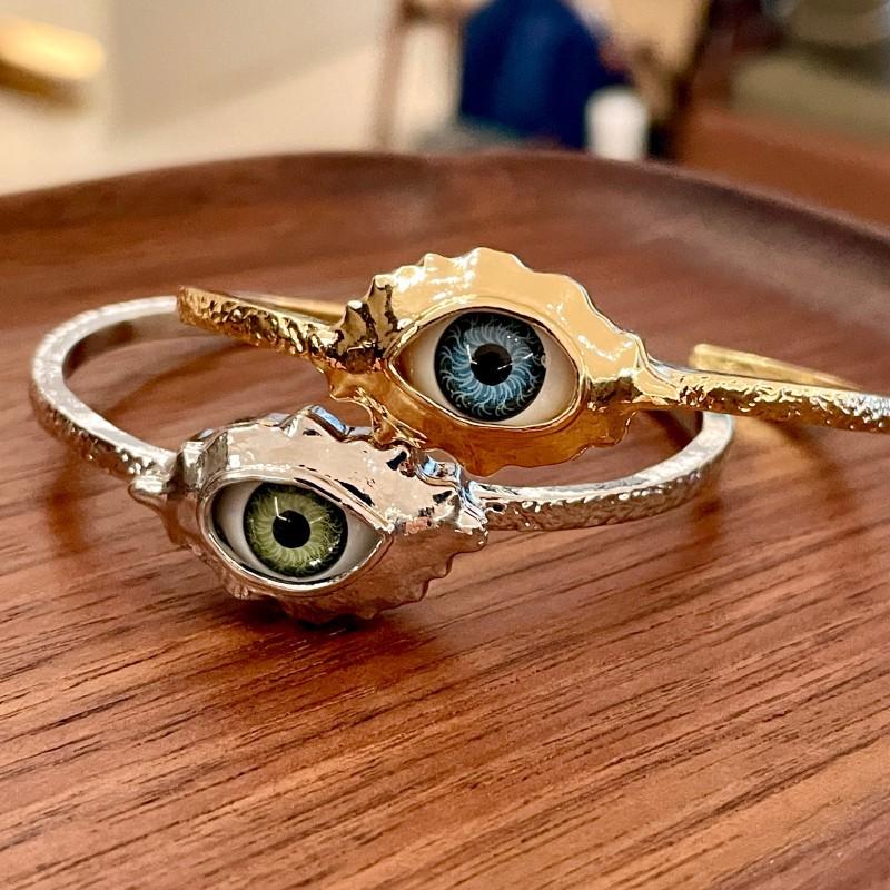 Exaggerated Aesthetic Devil'S Eye Metal Texture Bracelet For Women Cuff Bangles Jewelry Vintage Simple Eye Open Bracelets