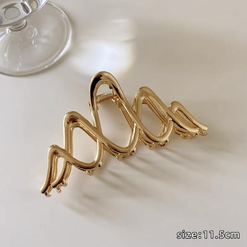 Elegant Geometric Wave Metal Gold Silver Hair Claw Clip For Women Accessories Large Punk Crab Jaw Clamps Hairgrip Headdress
