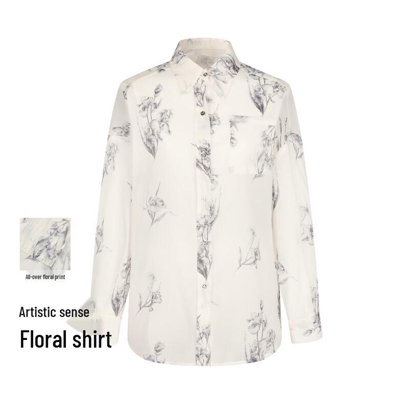 

FivePlus Women s Vintage Floral Print Long Sleeve Blouse M
