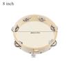Wood 6 8 10 Inch Hand Held Tambourine Sheepskin Head Single Row Jingles Church Party KTV Musical Educational Rhythm Percussion Instrument Gifts