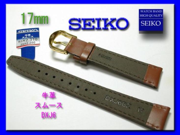 Seiko Replacement Smooth Cowhide Leather with Rounded Lug DXJ6 Watch Watches (Genuine) Strap, Water-Repellent Stitching, Top, Width 17mm, [] Men's &