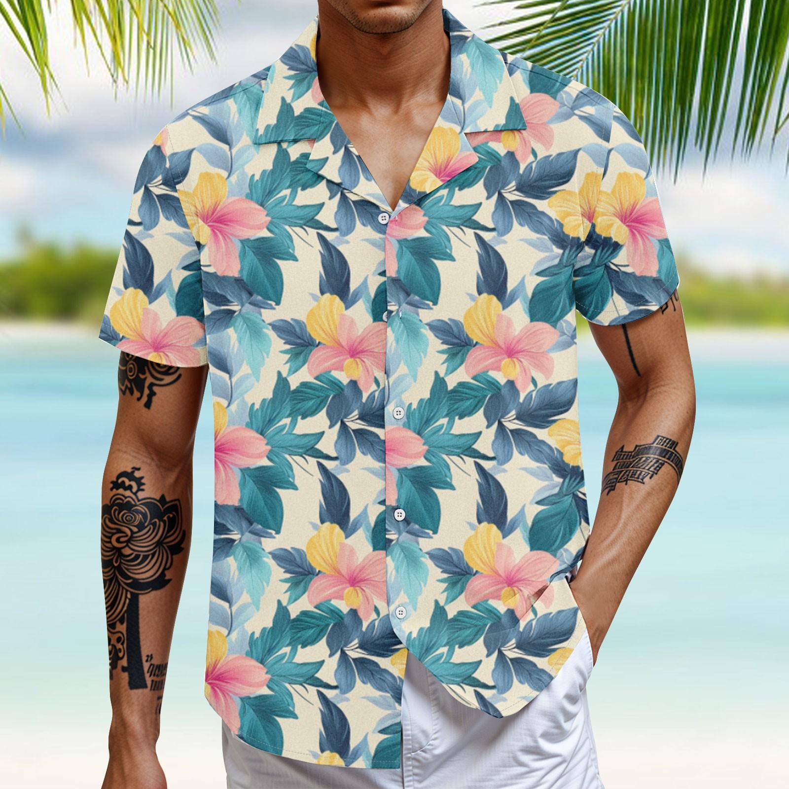 

Мужская повседневная свободная рубашка с короткими рукавами, модная рубашка с принтом, топ XXL