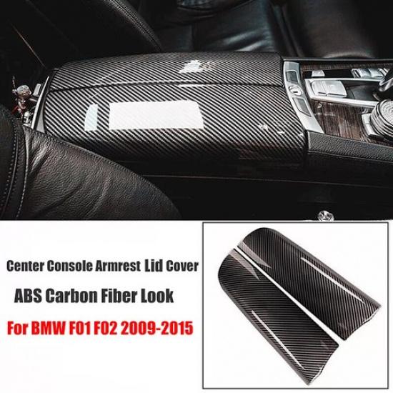 Carbon Fiber Pattern Central Armrest Box Cover Trim For 2009-15 BMW 7 Series F01