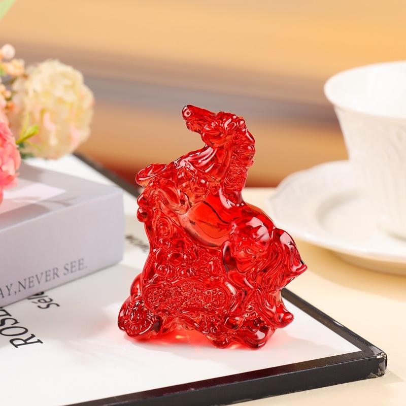 2026 Statuie Zodiac Cal Colecție Feng Shui Cristal Lux Ușor Ornament Prindător de Soare Cal Decor Birou Acasă