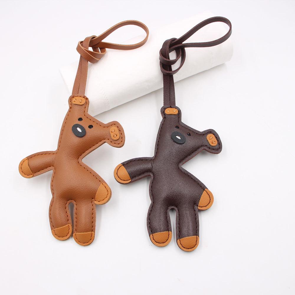 In Stock Cartoon Teddy Bear Leather Bag Pendant with Lanyard Accessories