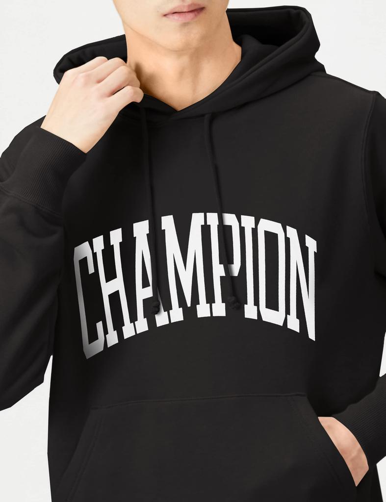 Champion Long Sleeve Fleece Hoodie with College Font Size S Black Men's Print, Custom-Made Basic, (C8-W129Z),