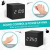 Wooden Electronic Desktop Clock with Temperature LED Bedside Clock USB/Battery Powered Bedroom Table Clock for Home Decoration