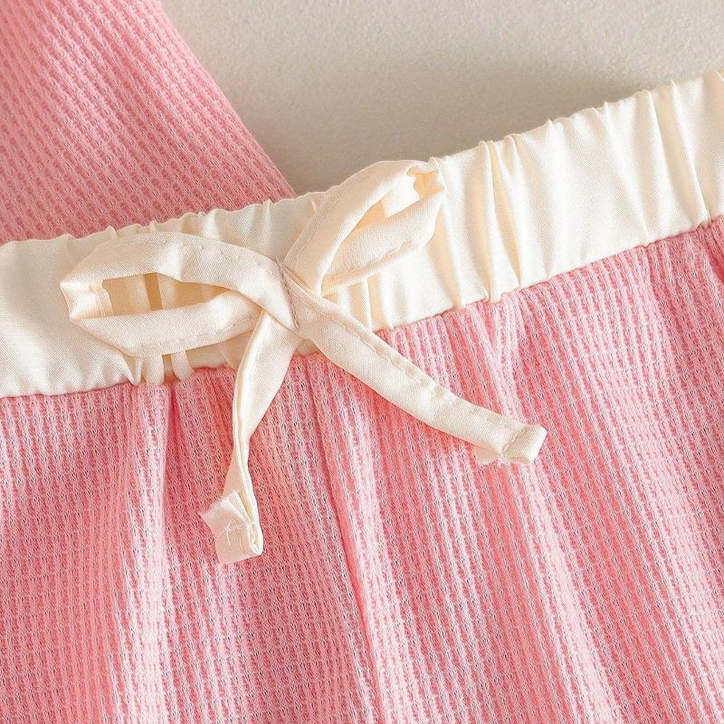 Girls' Fashionable Casual Set 2025 Summer Children's Sweet Heart-shaped Knitted Pants Two-piece Set