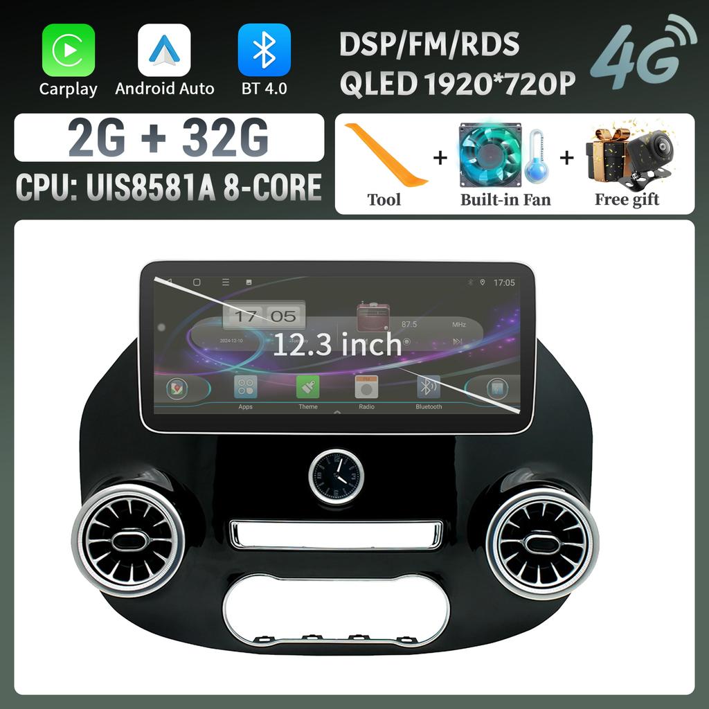 12.3" For Mercedes Benz Vito W447 2014-2021 Car Radio GPS Wireless Bluetooth Carplay Android 14 Multimedia Stereo Touch Screen
