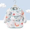 1PC Child Feeding Bib Waterproof Long Sleeve Apron Rice Pocket Feeding Blouse Toddler Bibs Children's Summer Thin Feeding Smock