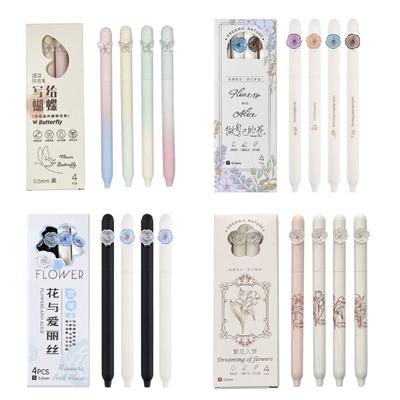 4 Stück Schmetterling Gelstift 0,5 mm Spitze Drehmechanik Gelstift Schnelltrocknender Journaling-Stift Reibungsloses Schreiberlebnis zum Schreiben