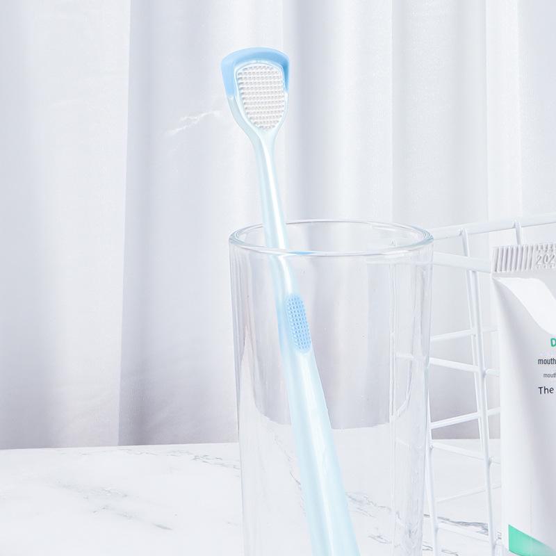 Dual-Function Soft Bristle Toothbrush & Tongue Scraper for Oral Cleaning