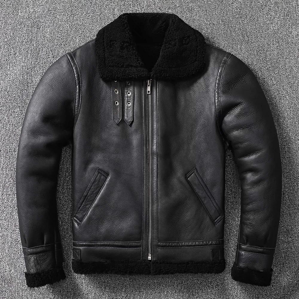 Genuine Leather and Fur One-piece Lamb Fur Genuine Leather Leather Jacket Men's Large Size Thickened Jacket