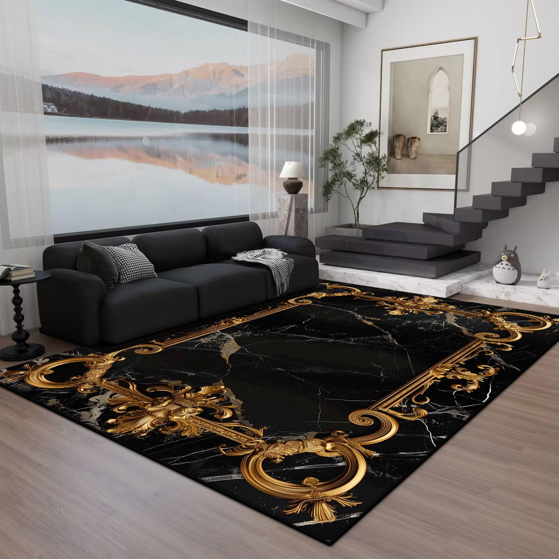 

Черный Золотой Мрамор КОВЕР ДЛЯ ГОСТИНОЙ Моющийся Украшения для Комнаты Диванный Столик Большие Ковры Нескользящий Большой Ковер Коврики для Кофейных Столиков 60x90cm