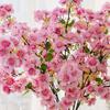 Plastic Artificial Peach Blossom Branch Real Touch Fake Flower Silk Cherry Blossom  Wedding Decor