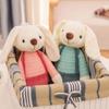 40Cm Long Ear White Bunny Plush Toy Cute Striped Suspenders Rabbit Doll Decor Soft Stuffed Animal Kids Gift